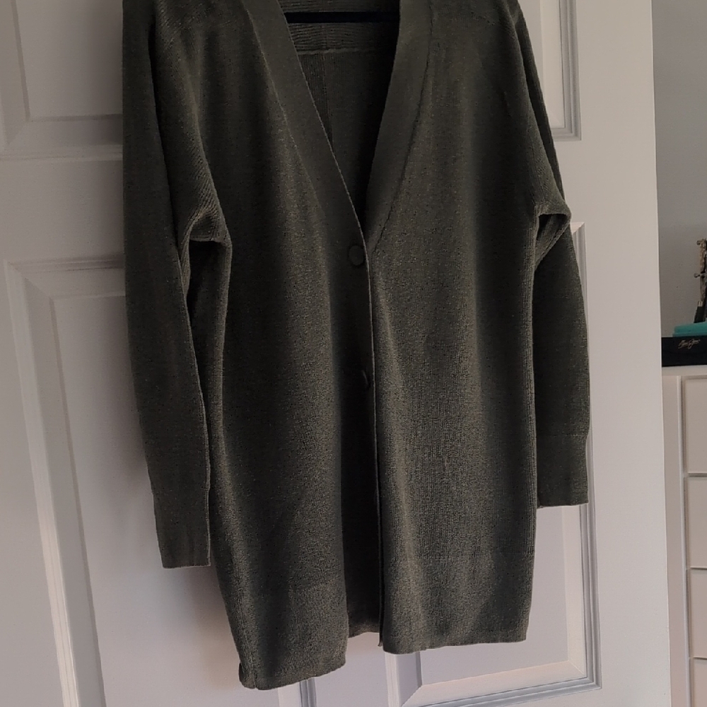 LOFT Olive Green Longline V-Neck Cardigan - Never Worn